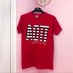 AOII Red Bid Day Shirt with Zibra Print Letters